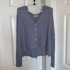 Urban Outfitters Blue Long Sleeve Crop Top - S